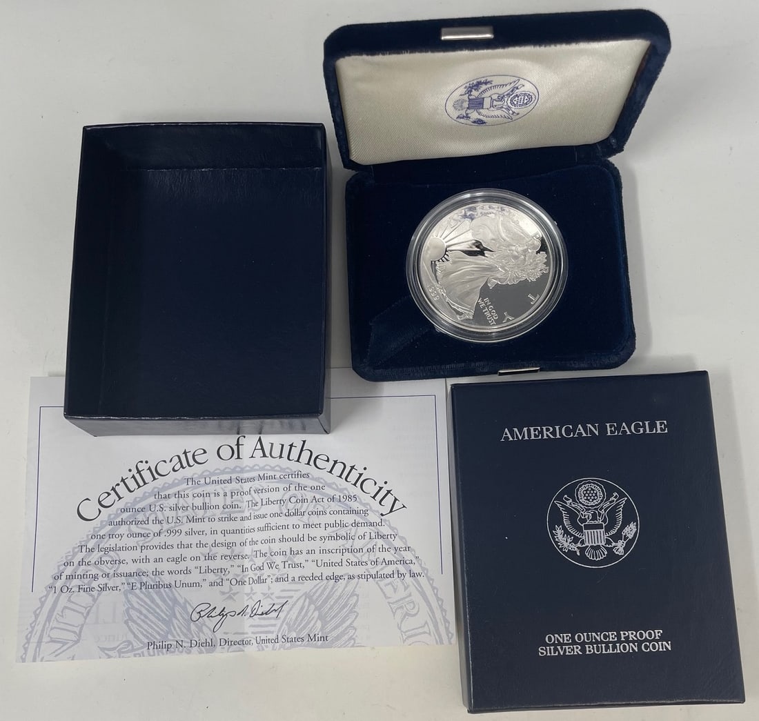 American Eagle One Ounce Proof Silver Bullion Coin 1999 w/ COA (1 of 3)
