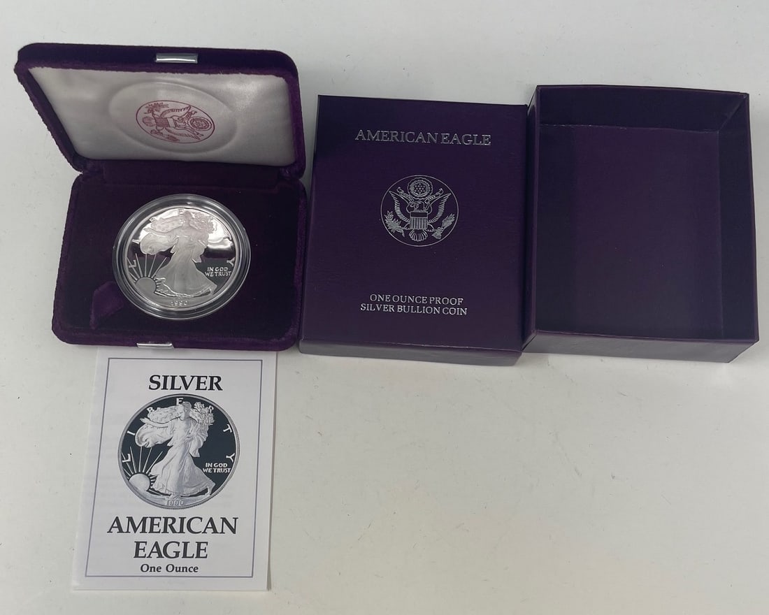 American Eagle One Ounce Proof Silver Bullion Coin 1990 w/ COA (1 of 5)