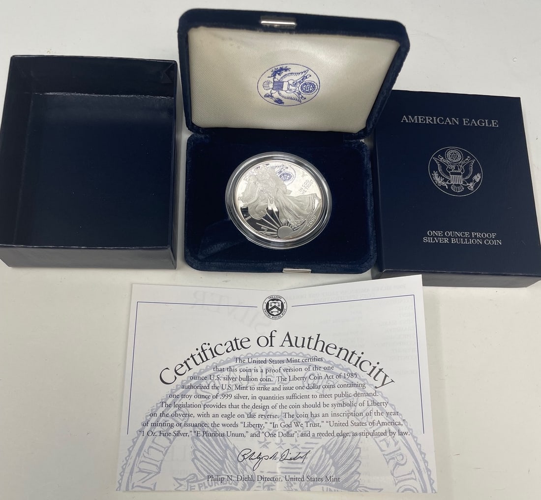 American Eagle One Ounce Proof Silver Bullion Coin 2000 w/ COA (1 of 5)