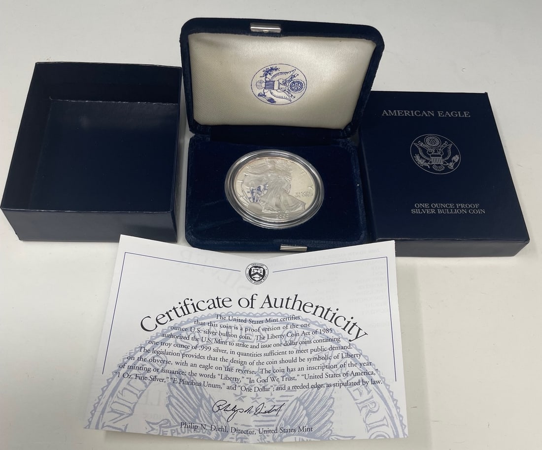 American Eagle One Ounce Proof Silver Bullion Coin 2000 w/ COA (1 of 5)