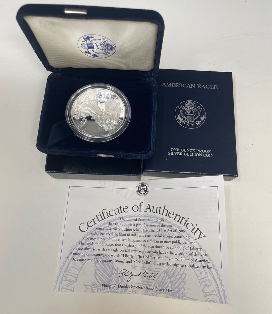 American Eagle One Ounce Proof Silver Bullion Coin 2000 w/ COA (1 of 4)