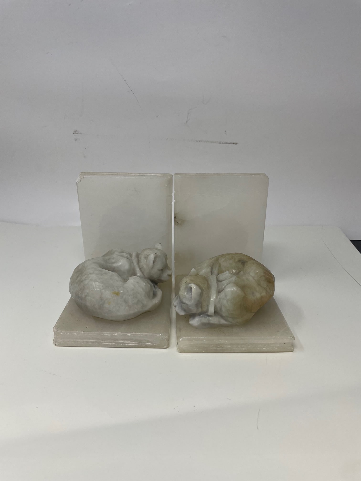 Pair Marble Cat Book Ends (1 of 3)