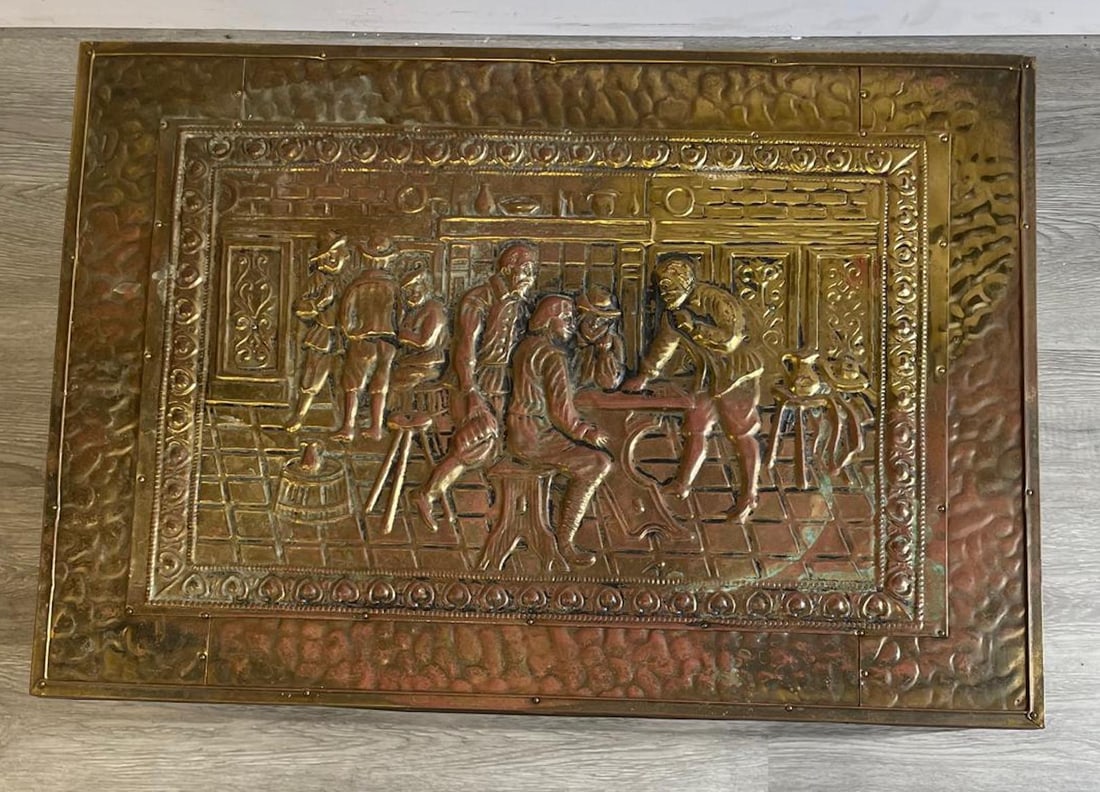 Vintage Brass Coal/Log Fireplace Fireside Box: Description: Vintage Brass Coal/Log Fireplace Fireside Box; Measurement Approximate: 16"w x 11"w x 10"h; Material: Brass