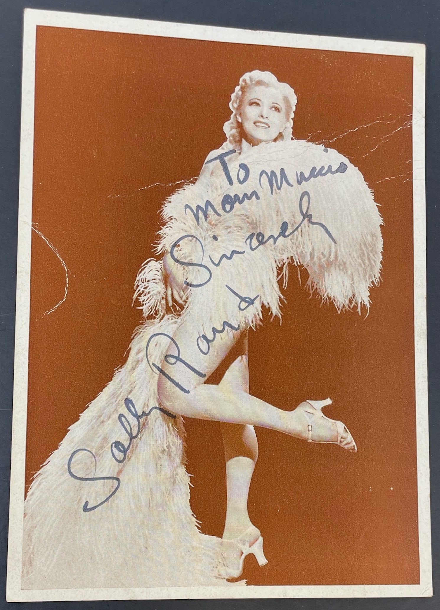 Signed Sally Rand Poster card for a show dedicated to a fan (1 of 4)