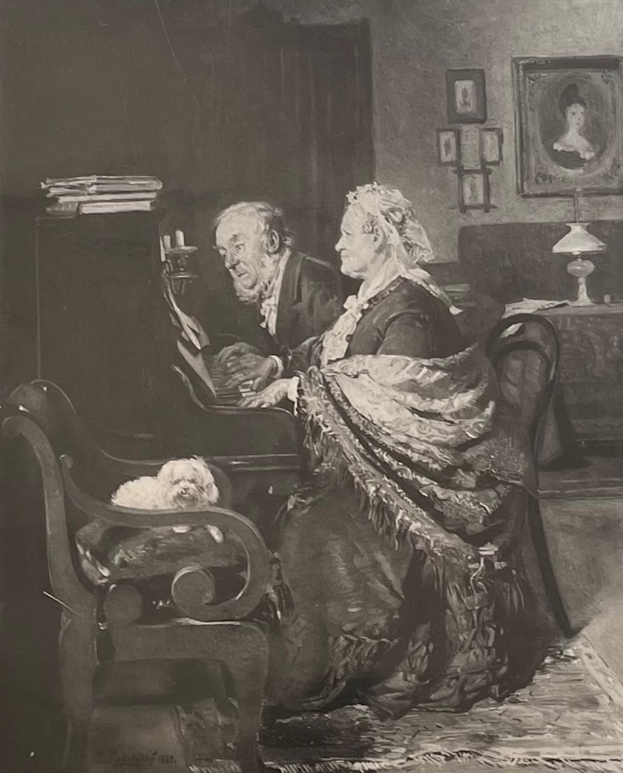 Konstantin Egorovich Makovsky (1839-1915) "The Duet" 1880: Description: Konstantin Egorovich Makovsky (1839-1915) "The Duet" 1880; Measurement Approximate: 21"h x 15"w; Medium: Lithograph on Paper
