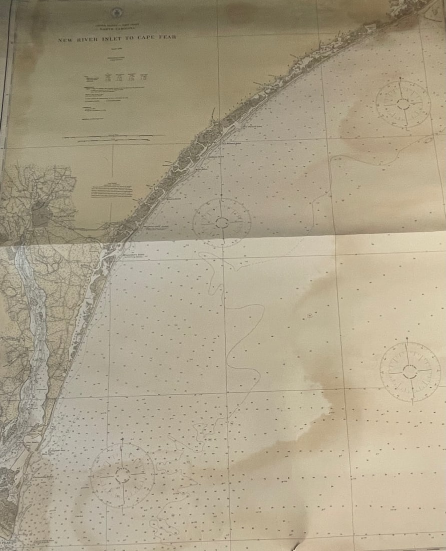 Chart: United States- East Coast/ NORTH CAROLINA/ RIVER INLET TO CAPE FEAR.: Description: Chart: United States- East Coast/ NORTH CAROLINA/ RIVER INLET TO CAPE FEAR.Measurement approximate: 36 x 44 Inches
