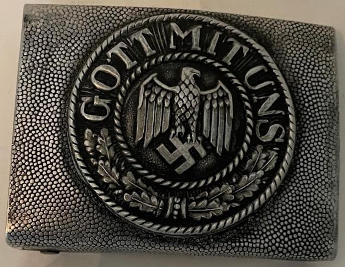 German Heer Belt Buckle by Adolf Baumeister: Description: German Heer Belt Buckle by Adolf Baumeister; Measurement Approximate: "h x "w; Material: