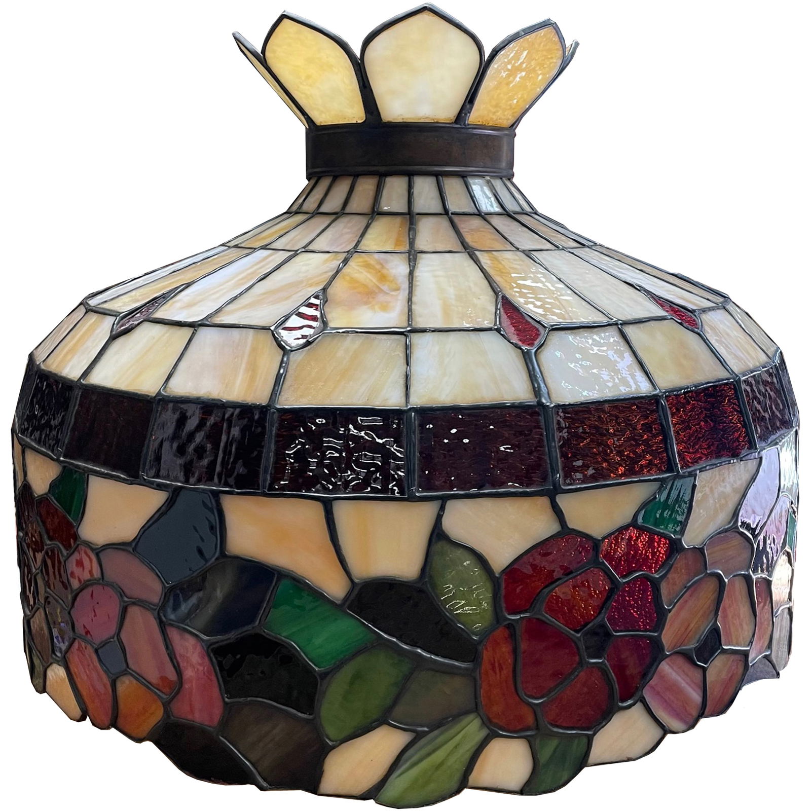 Somers Stained Glass Hanging Shade/ STAMPED ORIGINAL SOMERS/ PAPERWORK. (1 of 5)