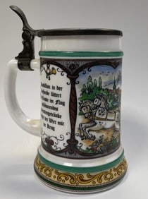 Vintage BMF German Bierseidel Pewter Beer Stein