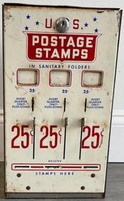 US Postage Stamps 25 Cents Metal Box Sign