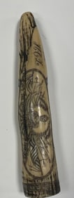 Scrimshaw Faux Resin Decorated Whale Tooth