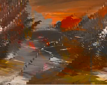 SIGNED European abstract impressionist (Venice/ Florence depiction) oil Painting
