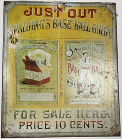 Spalding's Baseball Guide For Sale Here: Price 10 Cents Metal Sign