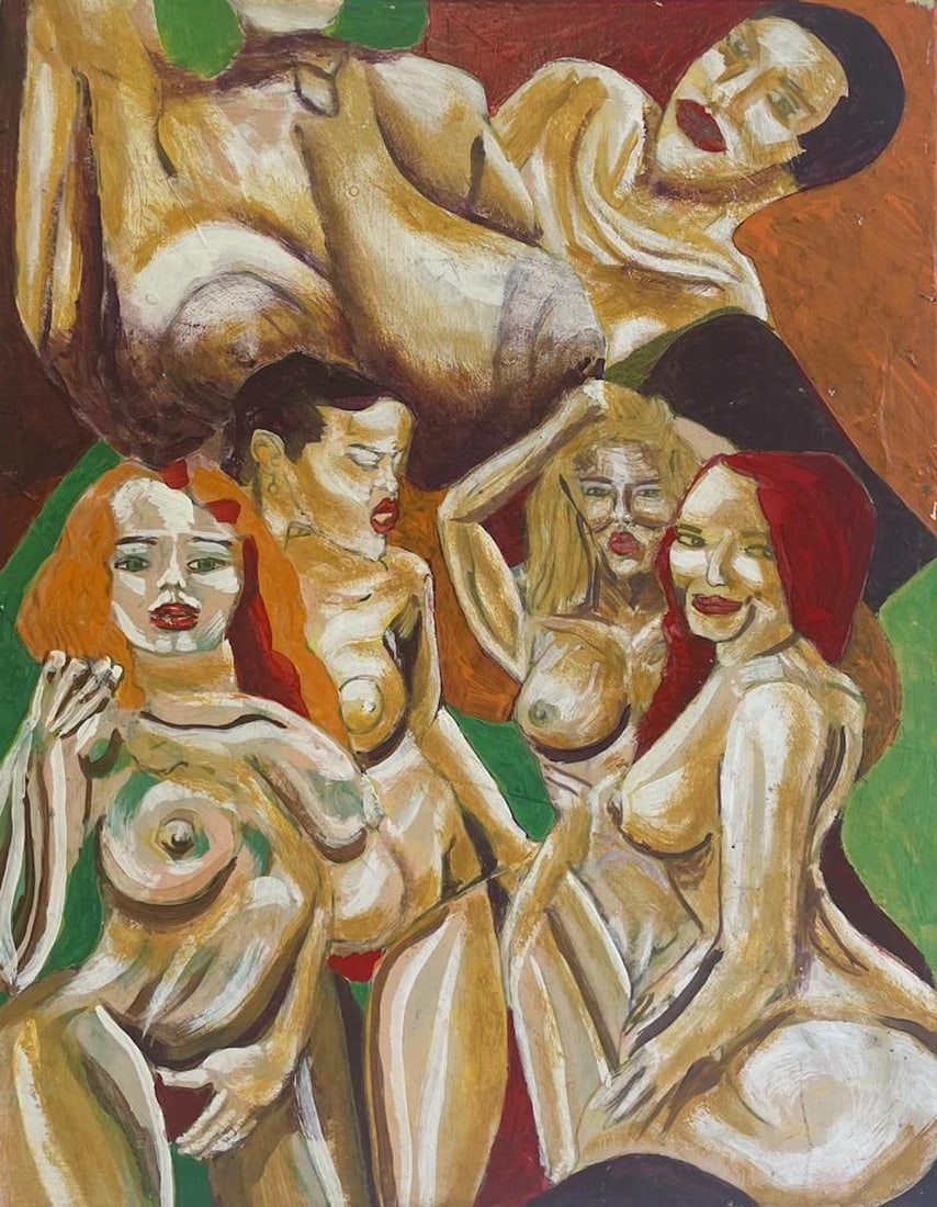 Ron Scott Sippel Pop Nude Art Oil Painting on Canvas: Description: Ron Scott Sippel Pop Nude Art Oil Painting on Canvas; Measurement approximate: 24" x 18"; Material: Oil on Canvas; NO RESERVE