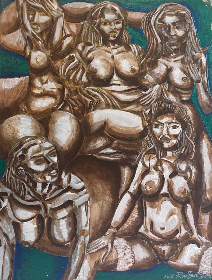 Ron Scott Sippel Pop Nude Art Oil Painting on Canvas: Description: Ron Scott Sippel Pop Nude Art Oil Painting on Canvas; Measurement approximate: 24" x 18"; Material: Oil on Canvas; NO RESERVE