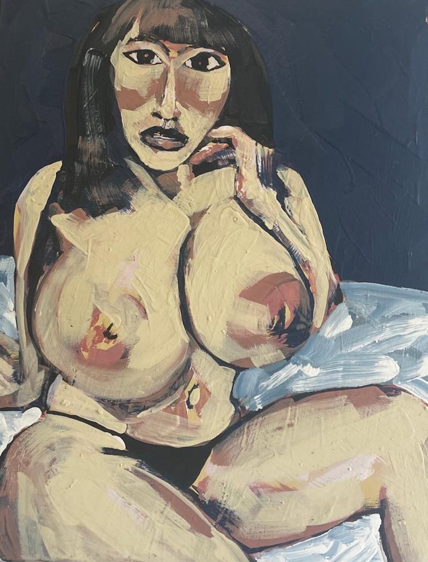 Ron Scott Sippel Pop Nude Art Oil Painting on Canvas: Description: Ron Scott Sippel Pop Nude Art Oil Painting on Canvas; Measurement approximate: 24" x 18"; Material: Oil on Canvas; NO RESERVE