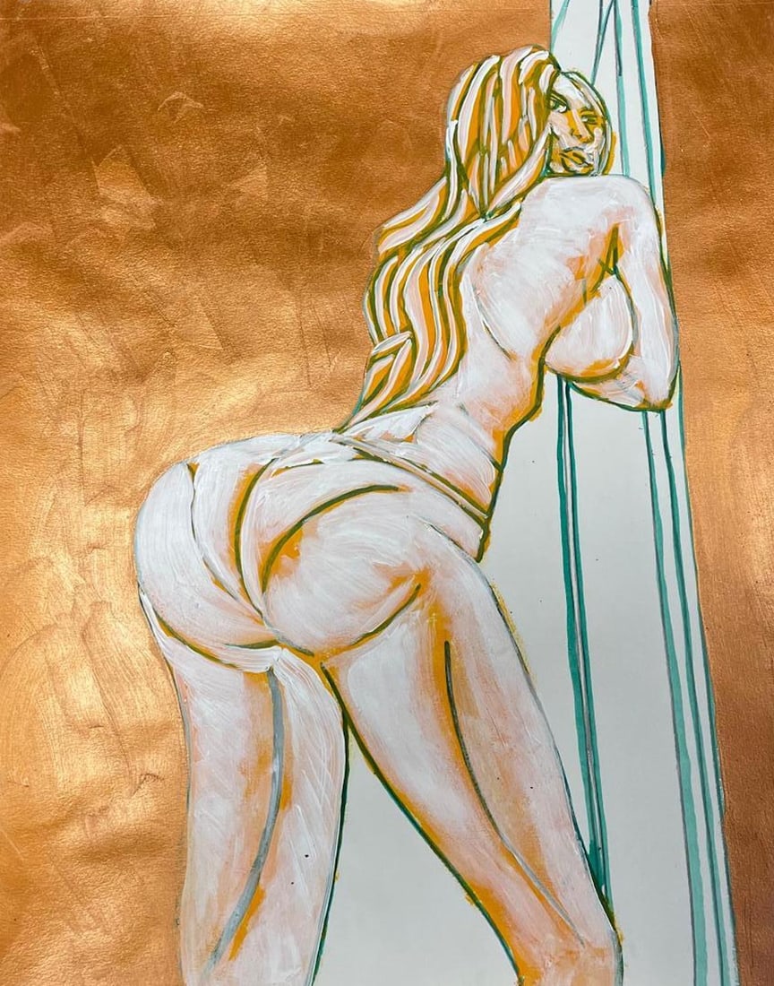 Ron Scott Sippel Pop Nude Art Oil on Paper: Description: Ron Scott Sippel Pop Nude Art Oil on Paper; Measurement approximate: 18" x 14"; Material: Oil on Paper; NO RESERVE