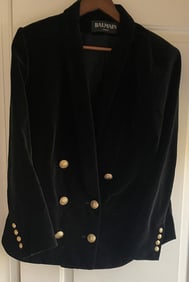 BALMAIN Paris Double Breasted Womens Velvet Jacket Size 44