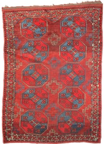 Handmade Vintage Turkaman Rug. 3'10" x 4'8"
