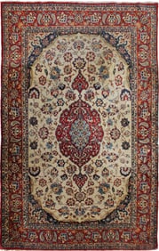 Hand-Knotted Antique Isfahan Rug - 6'11" X 4'8"
