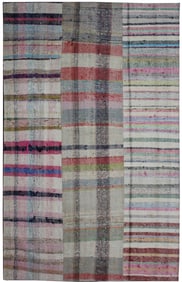 Hand Knotted Patchwork Rug. 6'6" X 10'0"