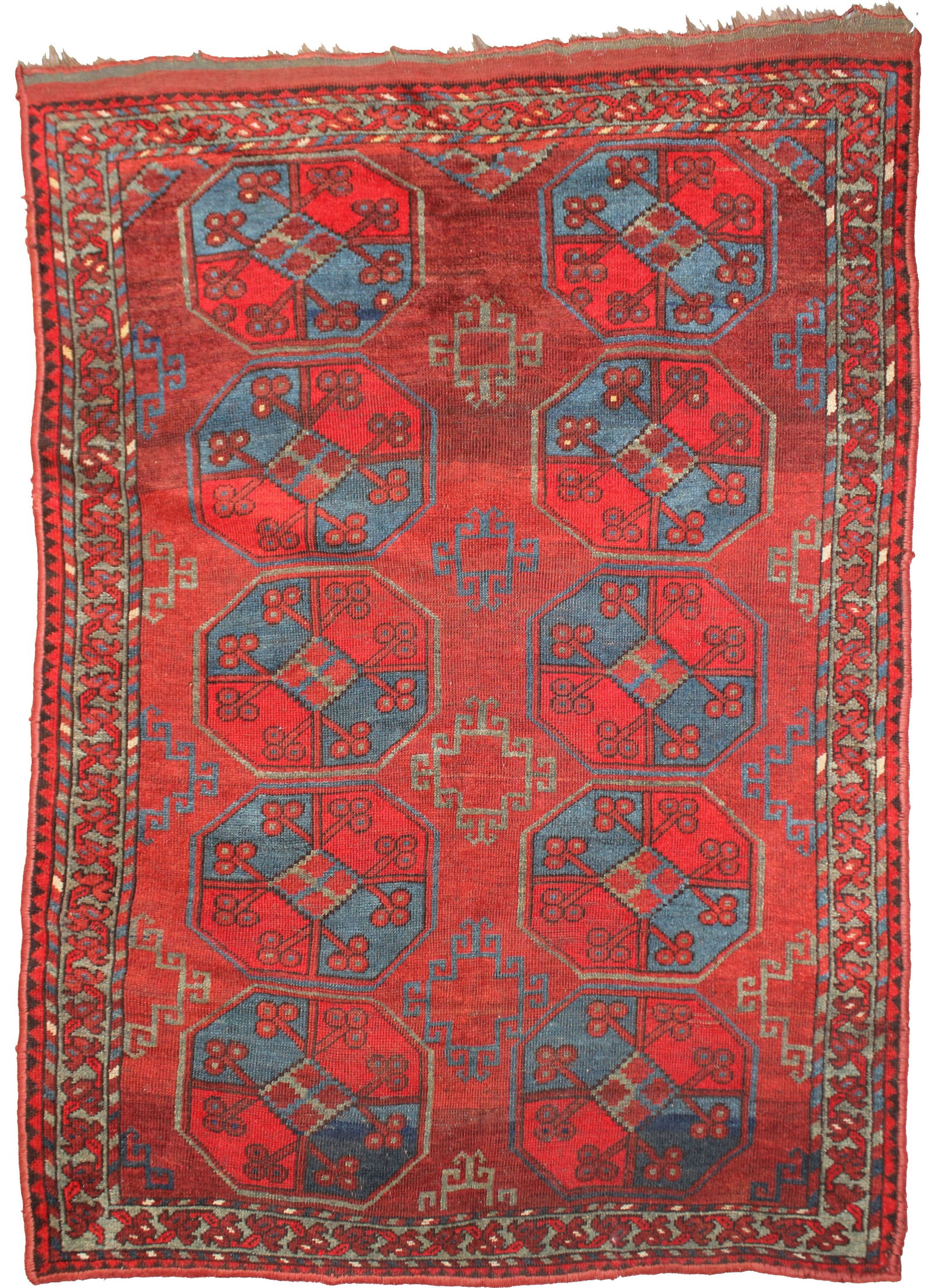 Handmade Vintage Turkaman Rug. 3'10" x 4'8" (1 of 5)