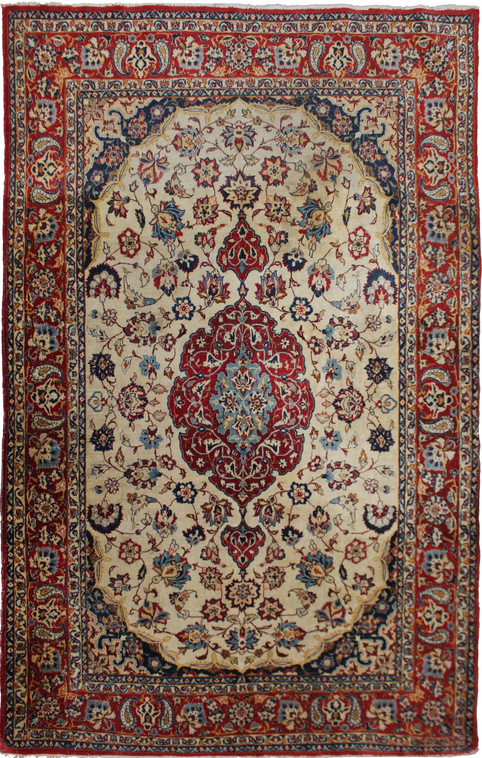 Hand-Knotted Antique Isfahan Rug - 6'11" X 4'8" (1 of 3)