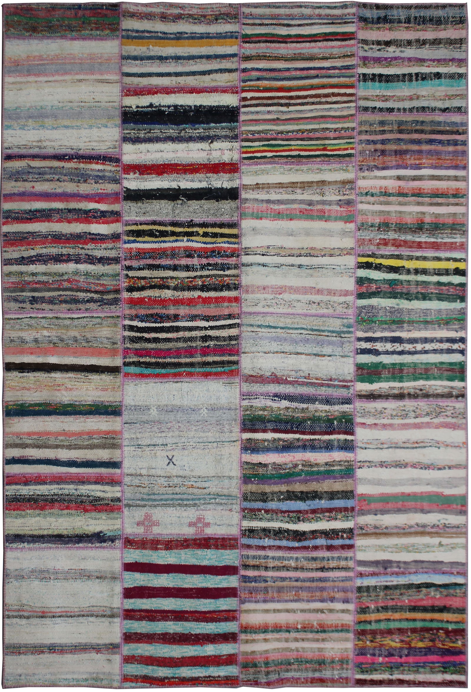 Handmade Vintage Patchwork Rug in red color. 6'7" x 9'6" (1 of 3)