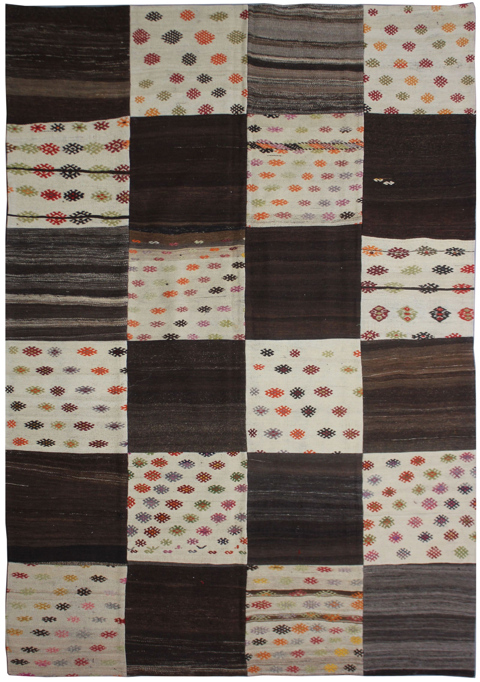 Handmade Vintage Patchwork Rug in red color. 6'8" x 10'2" (1 of 4)
