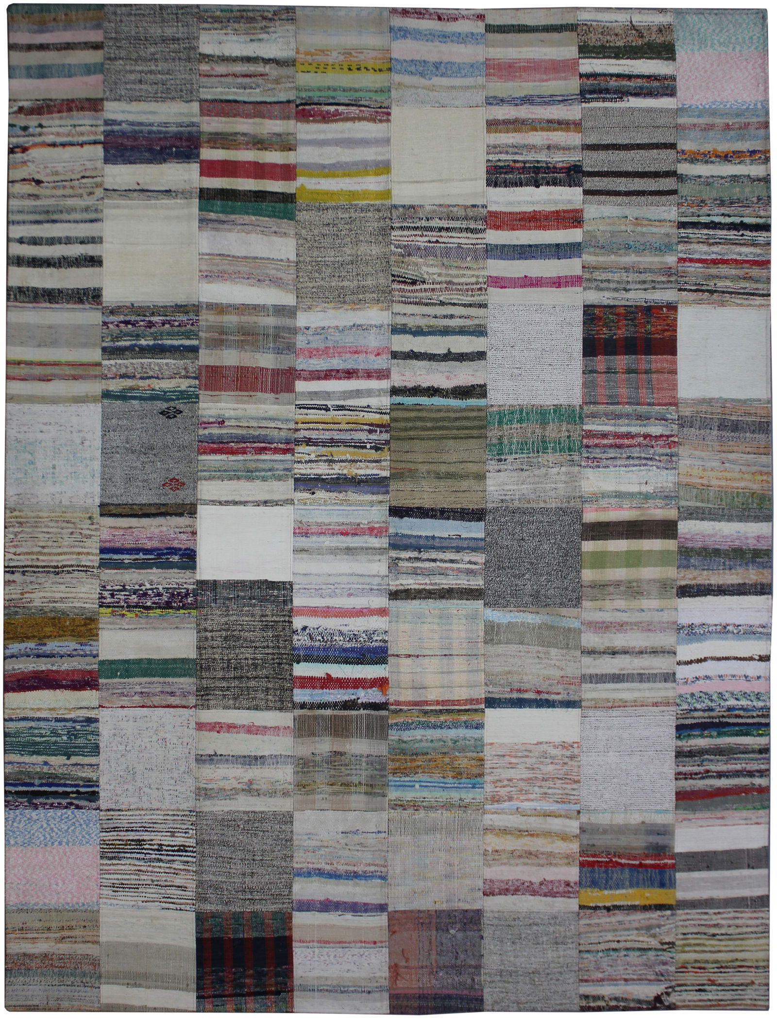 Handmade Vintage Patchwork Rug in red color. 7'9" x 9'9" (1 of 4)