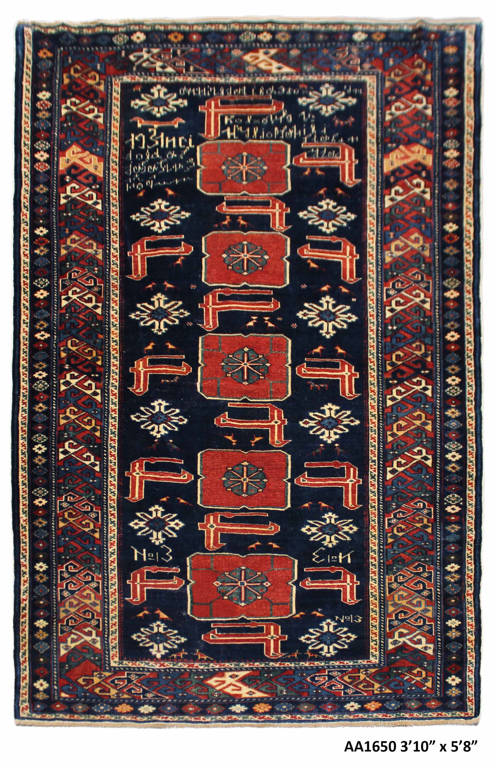 Handmade Antique Caucasian Kazak Rug 3'10 X 5'8" (1 of 5)