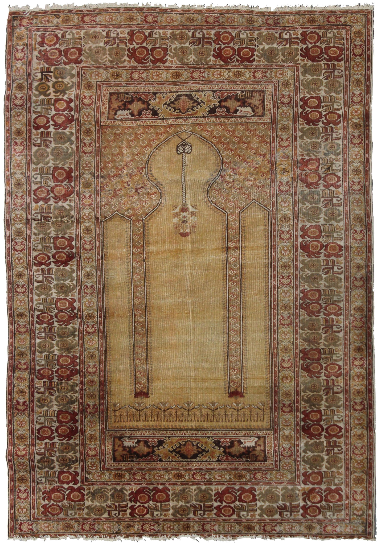 Late 19th Century Hand Knotted Antique Turkish Qaisary Rug. 3'11" X 5'6" (1 of 4)