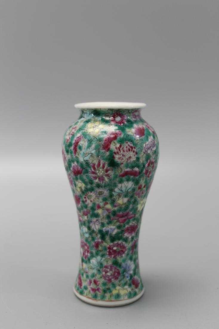 Chinese famille rose hundredflower porcelain vase.