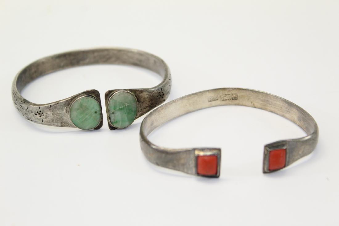 Two antique Chinese silver bracelets. (1 of 2)