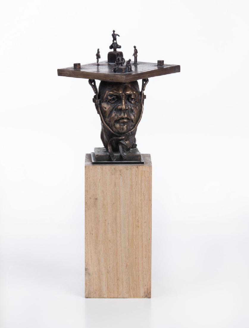 T GALL BRONZE HEAD SCULPTURE ON STAND (1 of 6)