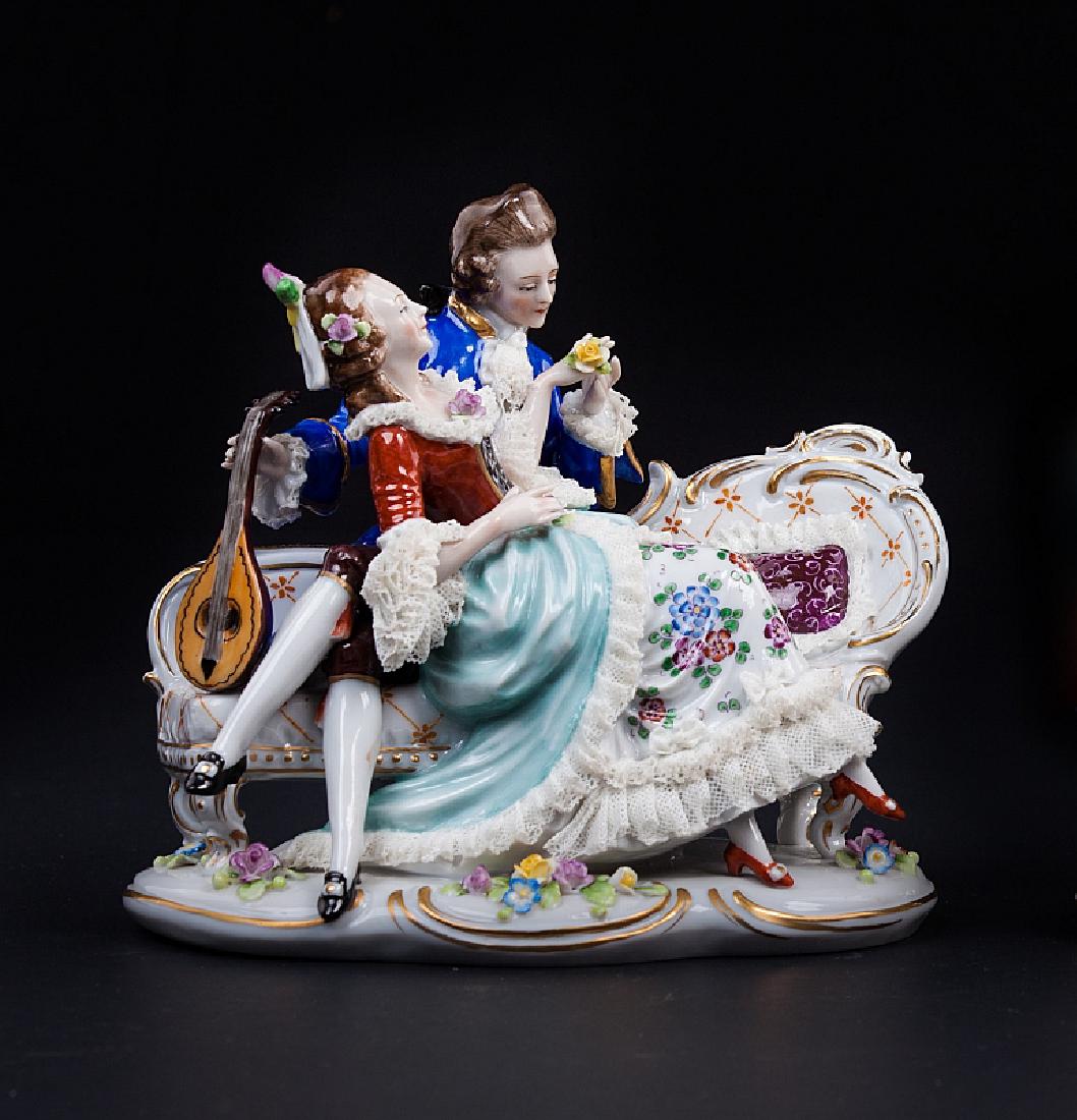 DRESDEN PORCELAIN FIGURAL GROUP  COUPLE COURTING (1 of 3)