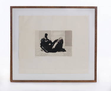 HENRY MOORE LITHOGRAPH RECLINING FIGURE: Henry Moore lithograph tilled reclining Figure dated 1974 Signed lower right . Measures approx 11 3/8" x 8" image size and 26 3/4" x 23 5/8" matte and frame.