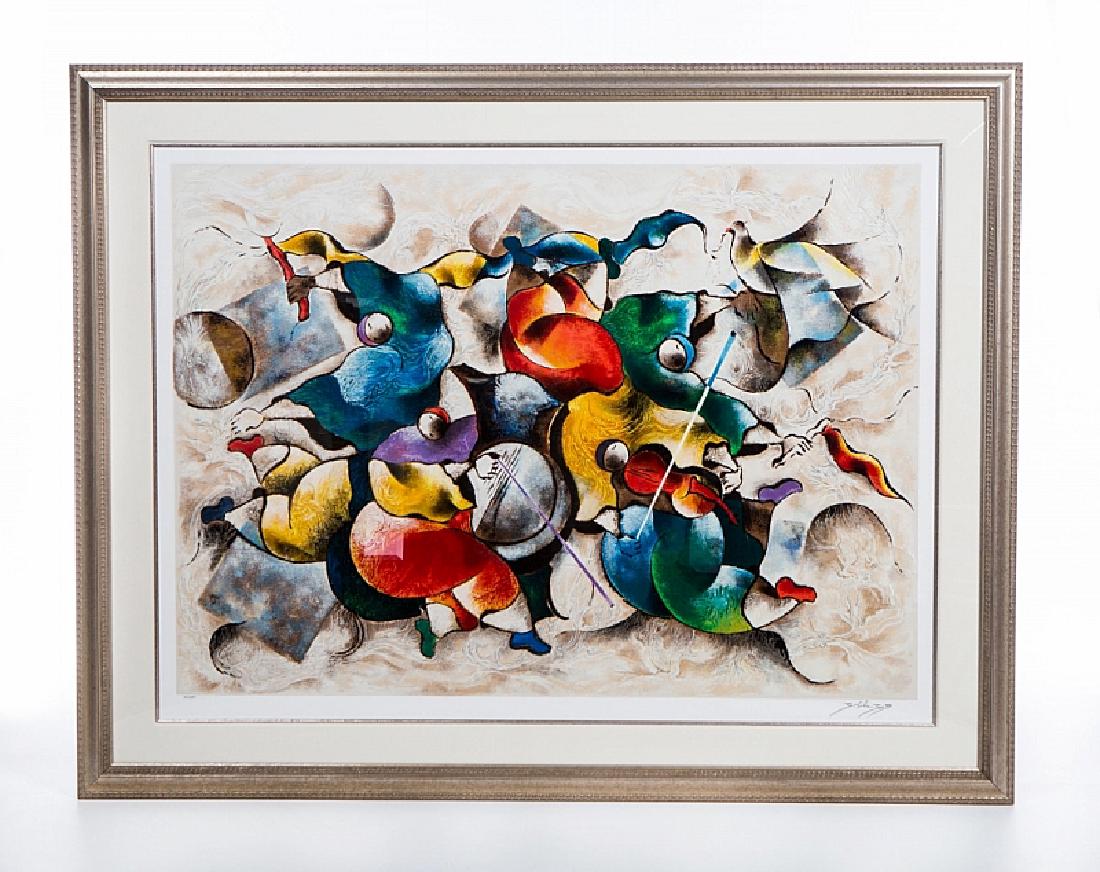 DAVID SCHLUSS  LITHOGRAPH LARGE BAND SIGNED (1 of 4)