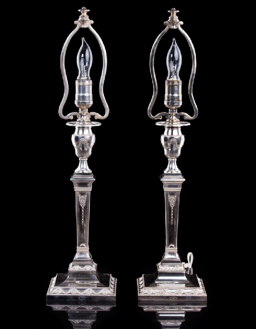 JE CALDWELL & CO ENGLISH SILVER PLATED LAMPS(PR) (1 of 3)