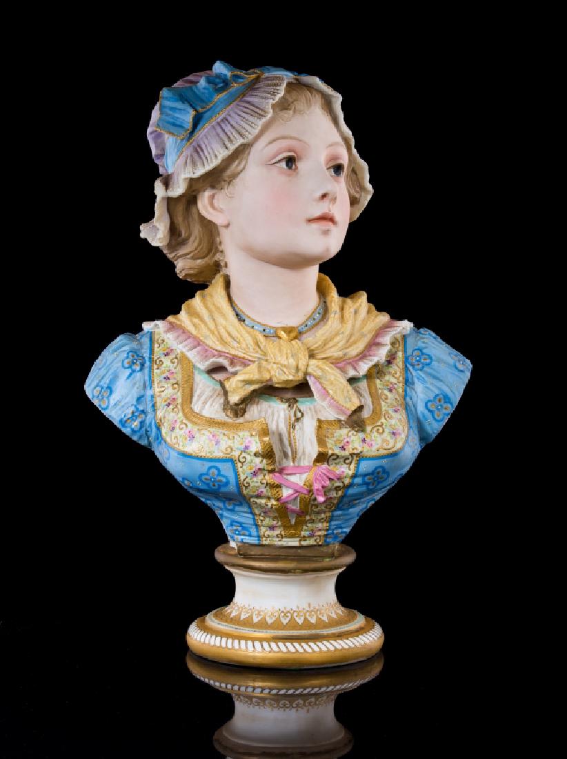 ANTIQUE FRENCH ENAMEL SIGNED BISQUE BUST (1 of 5)