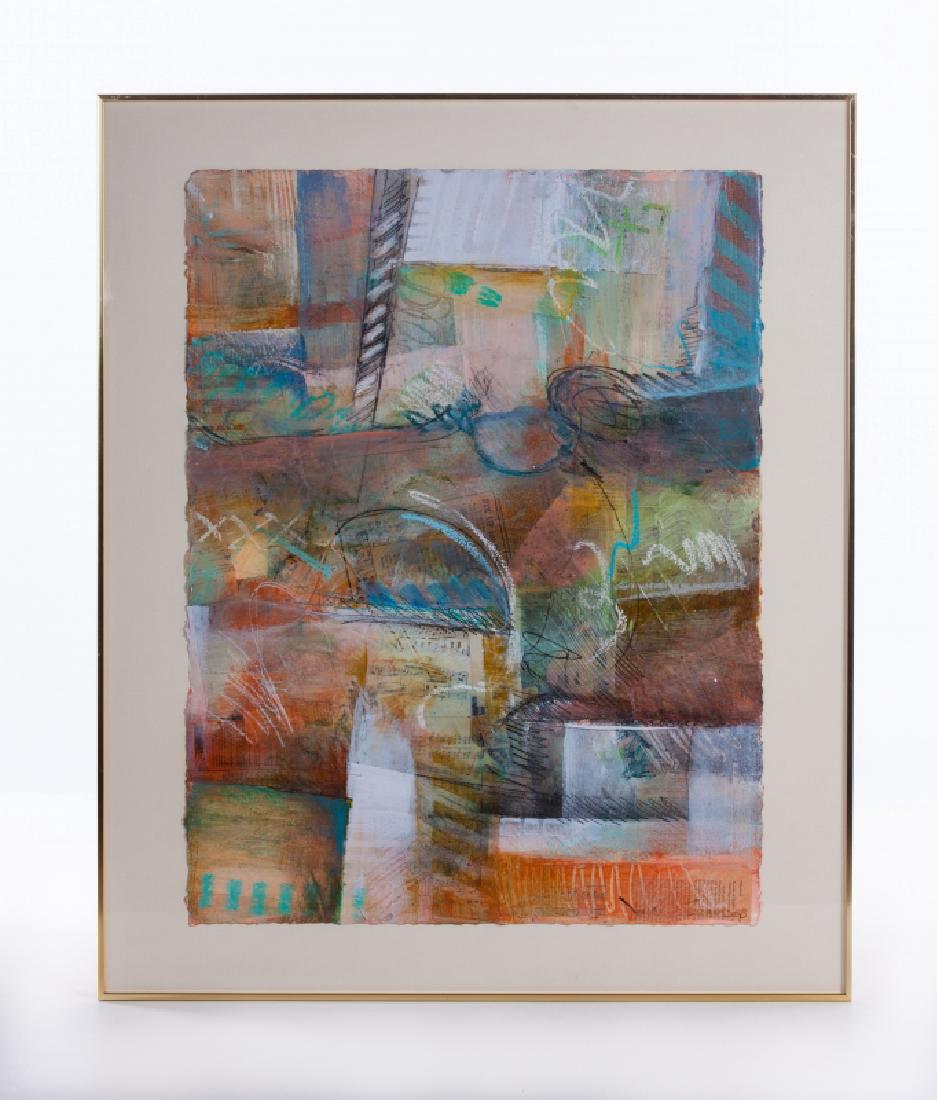 JONAS GERARD MIX MEDIA COLLAGE: Jonas Gerard (Am. 20th century) Mix media collage. Titled Reconnection Study no. 180. Measures approx 22 7/8" x 30" image size and 30 1/4" x 36 1/4" frame size.