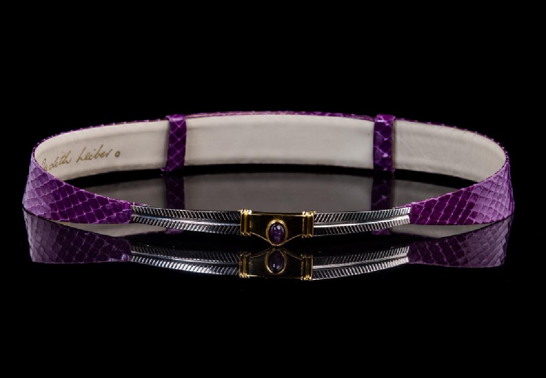 JUDITH LEIBER PURPLE SNAKE SKIN BELT (1 of 5)