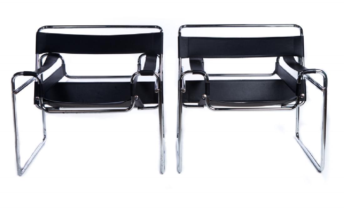 PAIR WASSILY MARCEL BREWER CHROME LEATHER CHAIRS (1 of 5)