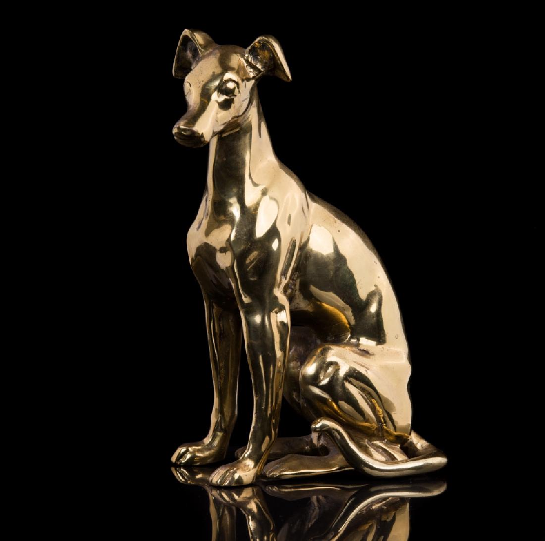 BRASS DOG FIGURE DOG STOPPER (1 of 4)