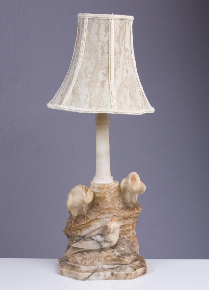 ANTIQUE ALABASTER FIGURAL LAMP (1 of 5)