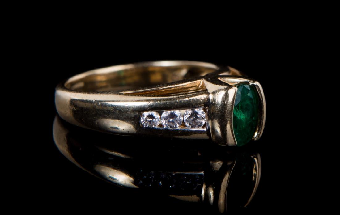 14 KT YG EMERALD & DIAMOND RING (1 of 5)