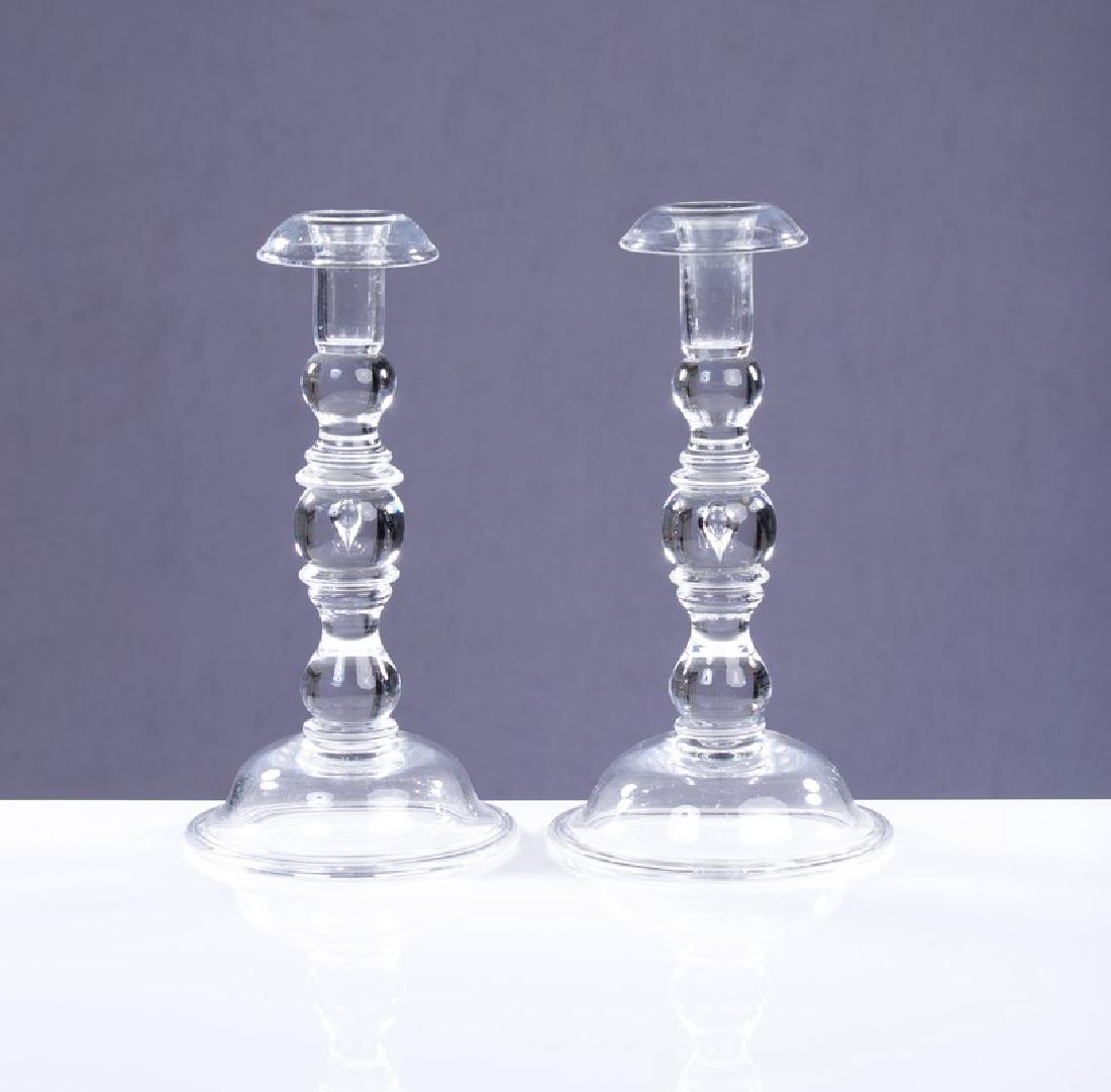 PAIR OF STEUBEN BALUSTER GLASS CANDLESTICKS (1 of 3)