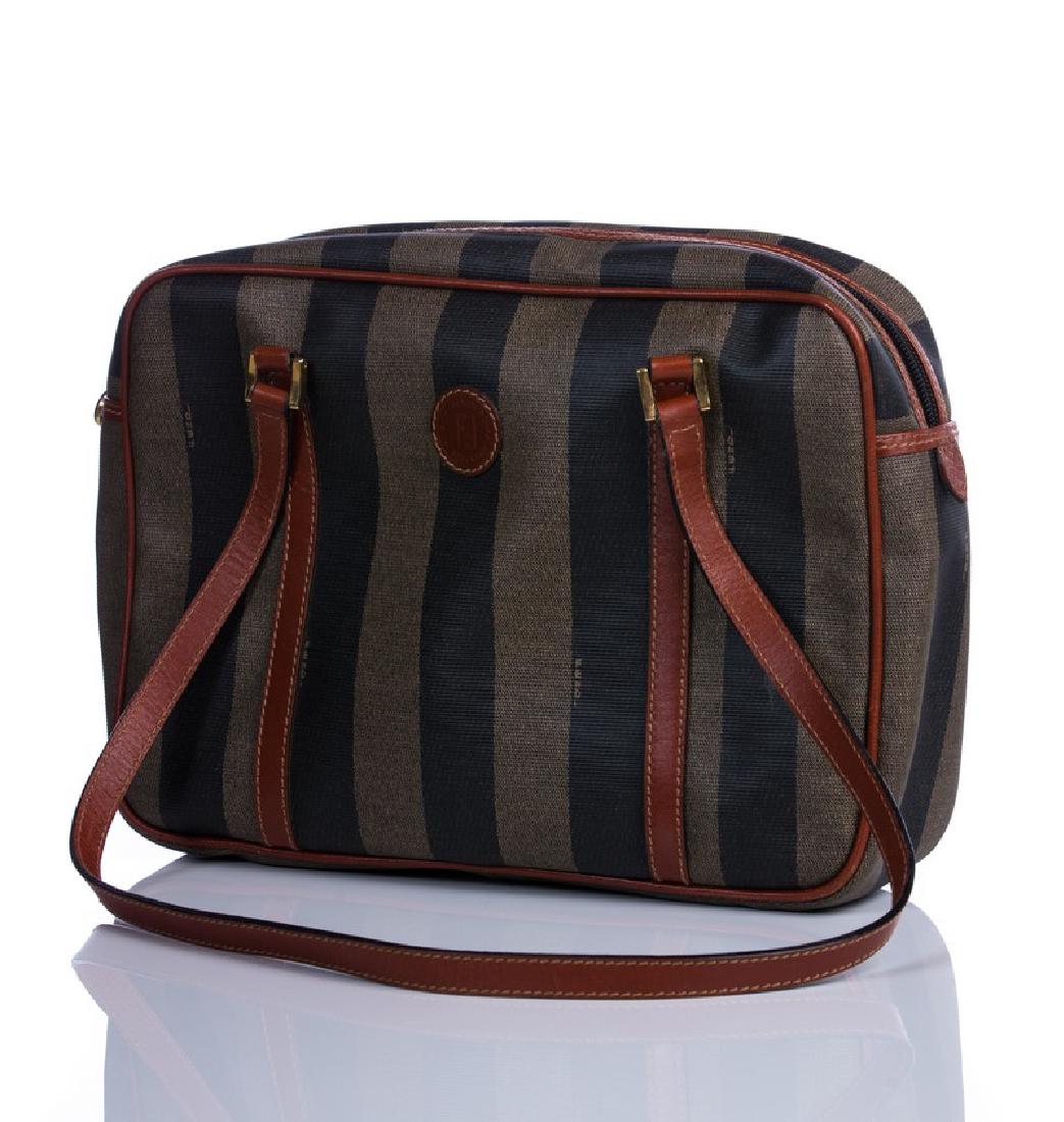 FENDI STRIPED SHOULDER BAG: Fendi striped shoulder bag with dust bag. Great condition inside and out. Measures 12" L x 9" h x 3 1/2" w.