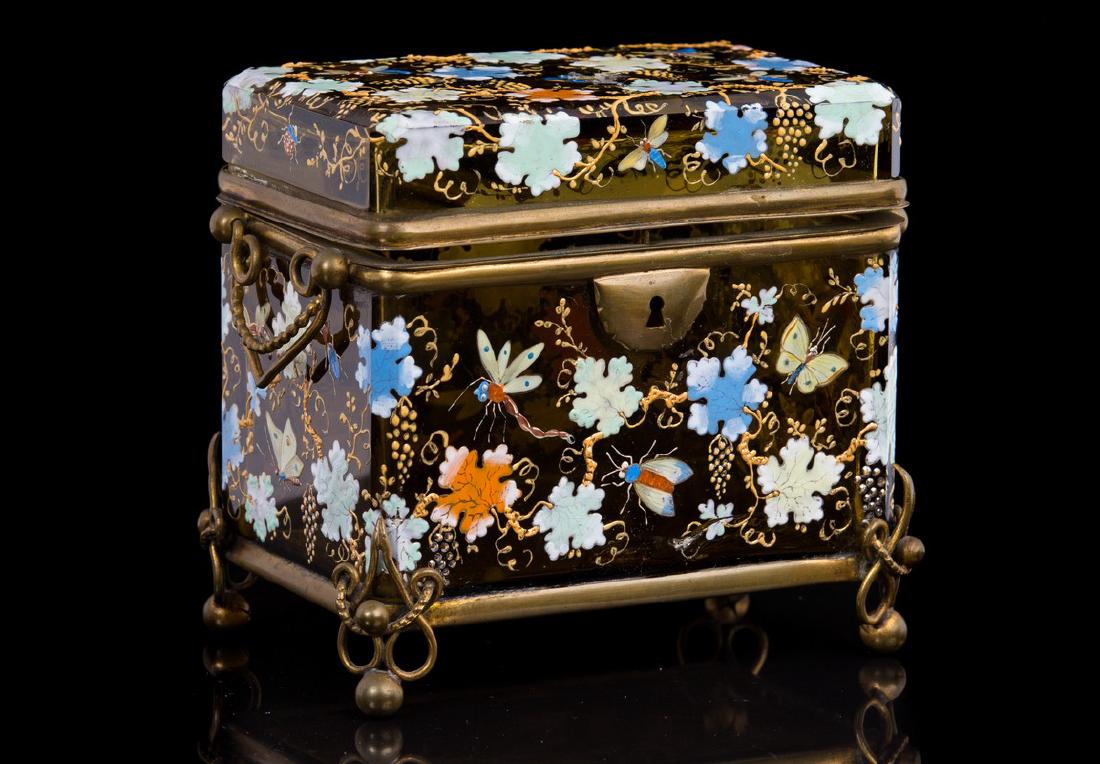 ANTIQUE 19TH C. BOHEMIAN MOSER JEWELRY BOX (1 of 9)