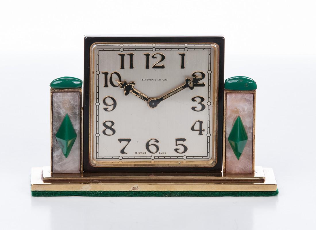 TIFFANY & CO BRONZE 8 DAY SWISS DESK CLOCK (1 of 2)